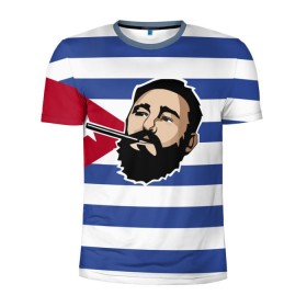 Мужская футболка 3D спортивная с принтом Fidel Castro в Тюмени, 100% полиэстер с улучшенными характеристиками | приталенный силуэт, круглая горловина, широкие плечи, сужается к линии бедра | castro | che | fidel | guevara | гевара | кастро | фидель | че