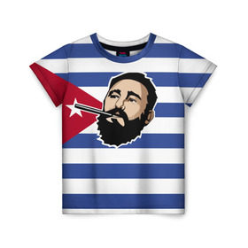 Детская футболка 3D с принтом Fidel Castro в Тюмени, 100% гипоаллергенный полиэфир | прямой крой, круглый вырез горловины, длина до линии бедер, чуть спущенное плечо, ткань немного тянется | castro | che | fidel | guevara | гевара | кастро | фидель | че