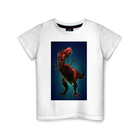 Детская футболка хлопок с принтом Dino в Тюмени, 100% хлопок | круглый вырез горловины, полуприлегающий силуэт, длина до линии бедер | Тематика изображения на принте: dino | dinosaur | t rex | дино | динозавр | монстр | ящерица