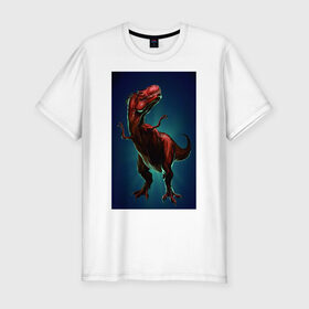 Мужская футболка премиум с принтом Dino в Тюмени, 92% хлопок, 8% лайкра | приталенный силуэт, круглый вырез ворота, длина до линии бедра, короткий рукав | dino | dinosaur | t rex | дино | динозавр | монстр | ящерица
