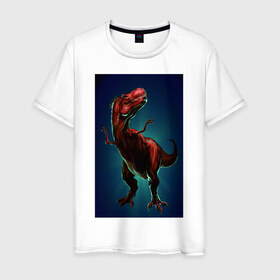 Мужская футболка хлопок с принтом Dino в Тюмени, 100% хлопок | прямой крой, круглый вырез горловины, длина до линии бедер, слегка спущенное плечо. | dino | dinosaur | t rex | дино | динозавр | монстр | ящерица