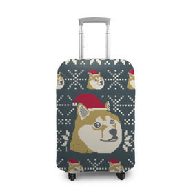 Чехол для чемодана 3D с принтом Doge новогодний в Тюмени, 86% полиэфир, 14% спандекс | двустороннее нанесение принта, прорези для ручек и колес | 2017 | doge | doge новогодний | интернет приколы | новый год | подарок на новый год