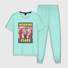 Мужская пижама хлопок с принтом Афоня working class в Тюмени, 100% хлопок | брюки и футболка прямого кроя, без карманов, на брюках мягкая резинка на поясе и по низу штанин
 | афоня | кино | ссср