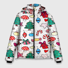 Мужская зимняя куртка 3D с принтом Рождество в Тюмени, верх — 100% полиэстер; подкладка — 100% полиэстер; утеплитель — 100% полиэстер | длина ниже бедра, свободный силуэт Оверсайз. Есть воротник-стойка, отстегивающийся капюшон и ветрозащитная планка. 

Боковые карманы с листочкой на кнопках и внутренний карман на молнии. | 