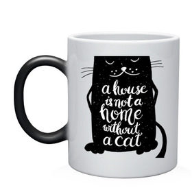 Кружка хамелеон с принтом Черный кот в Тюмени, керамика | меняет цвет при нагревании, емкость 330 мл | кот | котенок | кошка | мяу