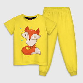 Детская пижама хлопок с принтом Лисичка в Тюмени, 100% хлопок |  брюки и футболка прямого кроя, без карманов, на брюках мягкая резинка на поясе и по низу штанин
 | Тематика изображения на принте: лиса | лисенок | лисица | лисичка