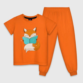 Детская пижама хлопок с принтом Лисица с книгой в Тюмени, 100% хлопок |  брюки и футболка прямого кроя, без карманов, на брюках мягкая резинка на поясе и по низу штанин
 | Тематика изображения на принте: лиса | лисенок | лисица | лисичка
