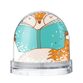 Снежный шар с принтом Лисица с книгой в Тюмени, Пластик | Изображение внутри шара печатается на глянцевой фотобумаге с двух сторон | лиса | лисенок | лисица | лисичка