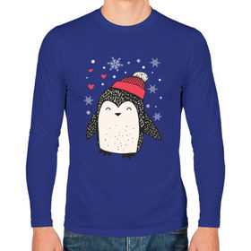 Мужской лонгслив хлопок с принтом Пингвин в шапке в Тюмени, 100% хлопок |  | christmas | new year | winter | зима | новый год | пингвин | рождество