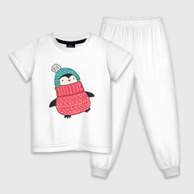 Детская пижама хлопок с принтом Зимний пингвин в Тюмени, 100% хлопок |  брюки и футболка прямого кроя, без карманов, на брюках мягкая резинка на поясе и по низу штанин
 | christmas | new year | winter | зима | новый год | пингвин | рождество