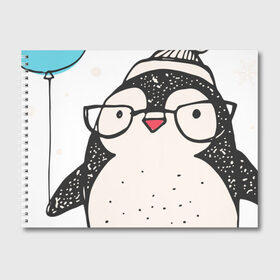 Альбом для рисования с принтом Пингвин с шариком в Тюмени, 100% бумага
 | матовая бумага, плотность 200 мг. | christmas | new year | winter | зима | новый год | пингвин | рождество