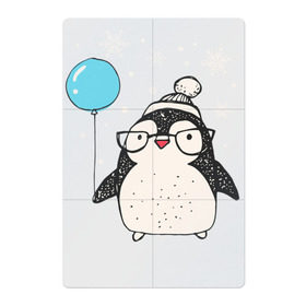 Магнитный плакат 2Х3 с принтом Пингвин с шариком в Тюмени, Полимерный материал с магнитным слоем | 6 деталей размером 9*9 см | Тематика изображения на принте: christmas | new year | winter | зима | новый год | пингвин | рождество