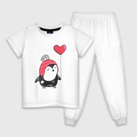 Детская пижама хлопок с принтом Пингвин с шариком в Тюмени, 100% хлопок |  брюки и футболка прямого кроя, без карманов, на брюках мягкая резинка на поясе и по низу штанин
 | Тематика изображения на принте: christmas | new year | winter | зима | новый год | пингвин | рождество