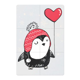 Магнитный плакат 2Х3 с принтом Пингвин с шариком в Тюмени, Полимерный материал с магнитным слоем | 6 деталей размером 9*9 см | christmas | new year | winter | зима | новый год | пингвин | рождество