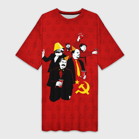 Платье-футболка 3D с принтом Communist Party в Тюмени,  |  | lenin | october | party | red | russia | soviet union | stalin | ussr | большевик | коммунист | красный | ленин | октябрь | пати | россия | советский союз | ссср | сталин