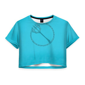 Женская футболка 3D укороченная с принтом Тризубец в Тюмени, 100% полиэстер | круглая горловина, длина футболки до линии талии, рукава с отворотами | fizz | league of legends | lol | лига легенд | лол | физз