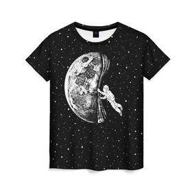 Женская футболка 3D с принтом Начало ночи в Тюмени, 100% полиэфир ( синтетическое хлопкоподобное полотно) | прямой крой, круглый вырез горловины, длина до линии бедер | astronaut | cosmonaut | cosmos | galaxy | hipster | moon | night | planet | space | star | universe | астронавт | вселенная | галактика | звезды | космонавт | космос | луна | ночь | планета | хипстер