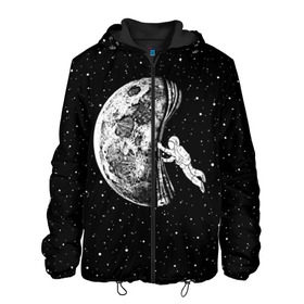 Мужская куртка 3D с принтом Начало ночи в Тюмени, ткань верха — 100% полиэстер, подклад — флис | прямой крой, подол и капюшон оформлены резинкой с фиксаторами, два кармана без застежек по бокам, один большой потайной карман на груди. Карман на груди застегивается на липучку | astronaut | cosmonaut | cosmos | galaxy | hipster | moon | night | planet | space | star | universe | астронавт | вселенная | галактика | звезды | космонавт | космос | луна | ночь | планета | хипстер