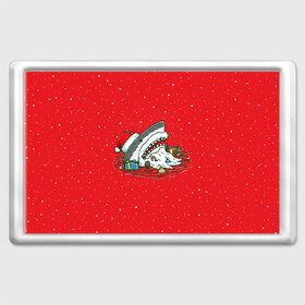Магнит 45*70 с принтом Акула Дед Мороз в Тюмени, Пластик | Размер: 78*52 мм; Размер печати: 70*45 | Тематика изображения на принте: christmas | new year | shark | новый год | рождество | санта
