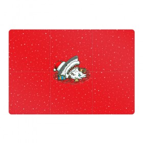 Магнитный плакат 3Х2 с принтом Акула Дед Мороз в Тюмени, Полимерный материал с магнитным слоем | 6 деталей размером 9*9 см | Тематика изображения на принте: christmas | new year | shark | новый год | рождество | санта