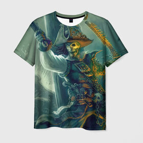 Мужская футболка 3D с принтом Пират в Тюмени, 100% полиэфир | прямой крой, круглый вырез горловины, длина до линии бедер | gangplank | league of legends | lol | pirate | гангпланк | лига легенд | лол | пират