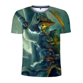 Мужская футболка 3D спортивная с принтом Пират в Тюмени, 100% полиэстер с улучшенными характеристиками | приталенный силуэт, круглая горловина, широкие плечи, сужается к линии бедра | Тематика изображения на принте: gangplank | league of legends | lol | pirate | гангпланк | лига легенд | лол | пират