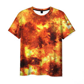 Мужская футболка 3D с принтом Взрывной гранж в Тюмени, 100% полиэфир | прямой крой, круглый вырез горловины, длина до линии бедер | взрыв | гранж | огонь | пламя | эксклюзив