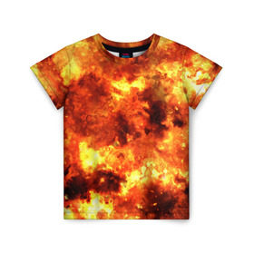 Детская футболка 3D с принтом Взрывной гранж в Тюмени, 100% гипоаллергенный полиэфир | прямой крой, круглый вырез горловины, длина до линии бедер, чуть спущенное плечо, ткань немного тянется | взрыв | гранж | огонь | пламя | эксклюзив