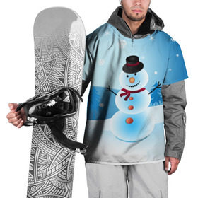 Накидка на куртку 3D с принтом Снеговик в Тюмени, 100% полиэстер |  | дед мороз | зима | новый год | праздник | снеговик | снежинки