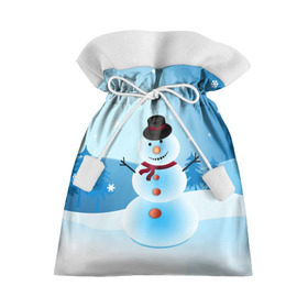Подарочный 3D мешок с принтом Снеговик в Тюмени, 100% полиэстер | Размер: 29*39 см | дед мороз | зима | новый год | праздник | снеговик | снежинки