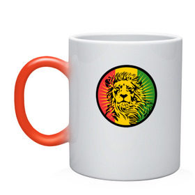 Кружка хамелеон с принтом Ямайский лев в Тюмени, керамика | меняет цвет при нагревании, емкость 330 мл | лев | раста | ямайка
