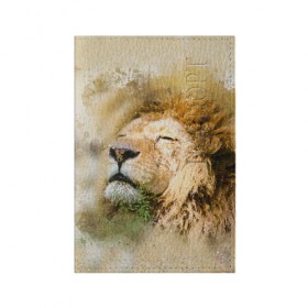 Обложка для паспорта матовая кожа с принтом Лев в Тюмени, натуральная матовая кожа | размер 19,3 х 13,7 см; прозрачные пластиковые крепления | зверь | лев | тигр | хищник