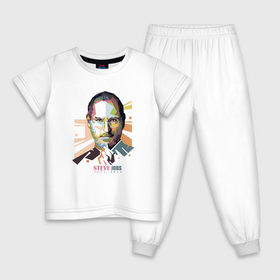 Детская пижама хлопок с принтом Стив Джобс в Тюмени, 100% хлопок |  брюки и футболка прямого кроя, без карманов, на брюках мягкая резинка на поясе и по низу штанин
 | apple | брэнд | джобс | стив | эпл
