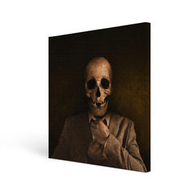 Холст квадратный с принтом Скелет в пиджаке в Тюмени, 100% ПВХ |  | Тематика изображения на принте: кости | пиджак | скелет | ужас | череп