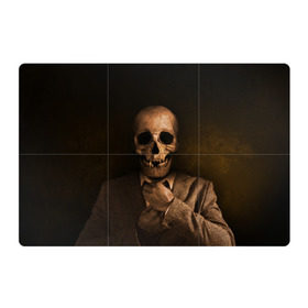 Магнитный плакат 3Х2 с принтом Скелет в пиджаке в Тюмени, Полимерный материал с магнитным слоем | 6 деталей размером 9*9 см | кости | пиджак | скелет | ужас | череп