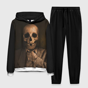 Мужской костюм 3D (с толстовкой) с принтом Скелет в пиджаке в Тюмени,  |  | Тематика изображения на принте: кости | пиджак | скелет | ужас | череп