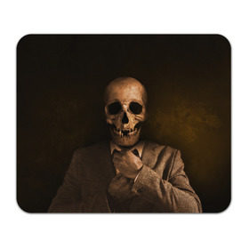 Коврик прямоугольный с принтом Скелет в пиджаке в Тюмени, натуральный каучук | размер 230 х 185 мм; запечатка лицевой стороны | Тематика изображения на принте: кости | пиджак | скелет | ужас | череп
