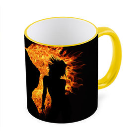 Кружка 3D с принтом Танец огня в Тюмени, керамика | ёмкость 330 мл | Тематика изображения на принте: любовь | огонь | пламя | сердце | танец