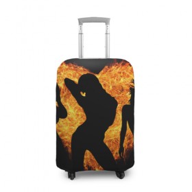 Чехол для чемодана 3D с принтом Танец огня в Тюмени, 86% полиэфир, 14% спандекс | двустороннее нанесение принта, прорези для ручек и колес | любовь | огонь | пламя | сердце | танец