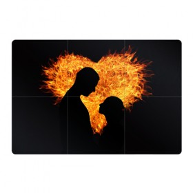 Магнитный плакат 3Х2 с принтом Огненная любовь в Тюмени, Полимерный материал с магнитным слоем | 6 деталей размером 9*9 см | Тематика изображения на принте: любовь | огонь | пламя | сердце | танец