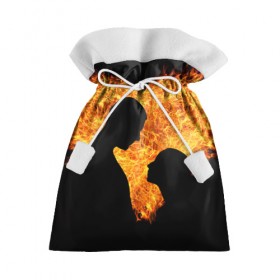 Подарочный 3D мешок с принтом Огненная любовь в Тюмени, 100% полиэстер | Размер: 29*39 см | Тематика изображения на принте: любовь | огонь | пламя | сердце | танец