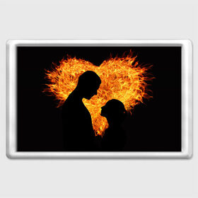 Магнит 45*70 с принтом Огненная любовь в Тюмени, Пластик | Размер: 78*52 мм; Размер печати: 70*45 | любовь | огонь | пламя | сердце | танец