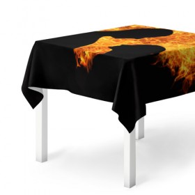 Скатерть 3D с принтом Огненная любовь в Тюмени, 100% полиэстер (ткань не мнется и не растягивается) | Размер: 150*150 см | любовь | огонь | пламя | сердце | танец