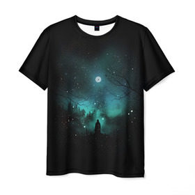 Мужская футболка 3D с принтом Взгляд на звезды в Тюмени, 100% полиэфир | прямой крой, круглый вырез горловины, длина до линии бедер | cosmos | galaxy | hipster | moon | night | planet | space | star | universe | вселенная | галактика | звезды | космос | луна | ночь | планета | хипстер