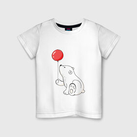 Детская футболка хлопок с принтом Белый Мишка в Тюмени, 100% хлопок | круглый вырез горловины, полуприлегающий силуэт, длина до линии бедер | christmas | hipster | new year | winter | зима | новый год | рождество | хипстер