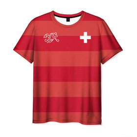Мужская футболка 3D с принтом Сборная Швейцарии в Тюмени, 100% полиэфир | прямой крой, круглый вырез горловины, длина до линии бедер | футбол | швейцария