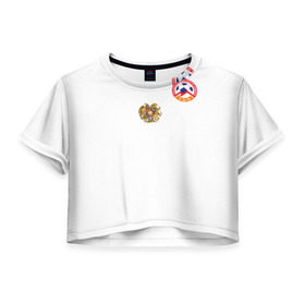 Женская футболка 3D укороченная с принтом Сборная Армении в Тюмени, 100% полиэстер | круглая горловина, длина футболки до линии талии, рукава с отворотами | armenia | армения | футбол