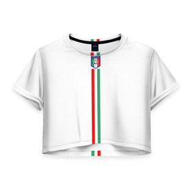 Женская футболка 3D укороченная с принтом Сборная Италии в Тюмени, 100% полиэстер | круглая горловина, длина футболки до линии талии, рукава с отворотами | italy | италия