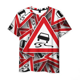 Мужская футболка 3D с принтом Дорожный знак 1 в Тюмени, 100% полиэфир | прямой крой, круглый вырез горловины, длина до линии бедер | автомобиль | гонки | дорога | драйв | знак | пдд | скорость
