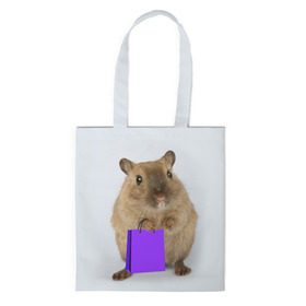Сумка 3D повседневная с принтом Хомяк с сумкой в Тюмени, 100% полиэстер | Плотность: 200 г/м2; Размер: 34×35 см; Высота лямок: 30 см | грызун | животные | крыса | мышь | хомяк | яблоко